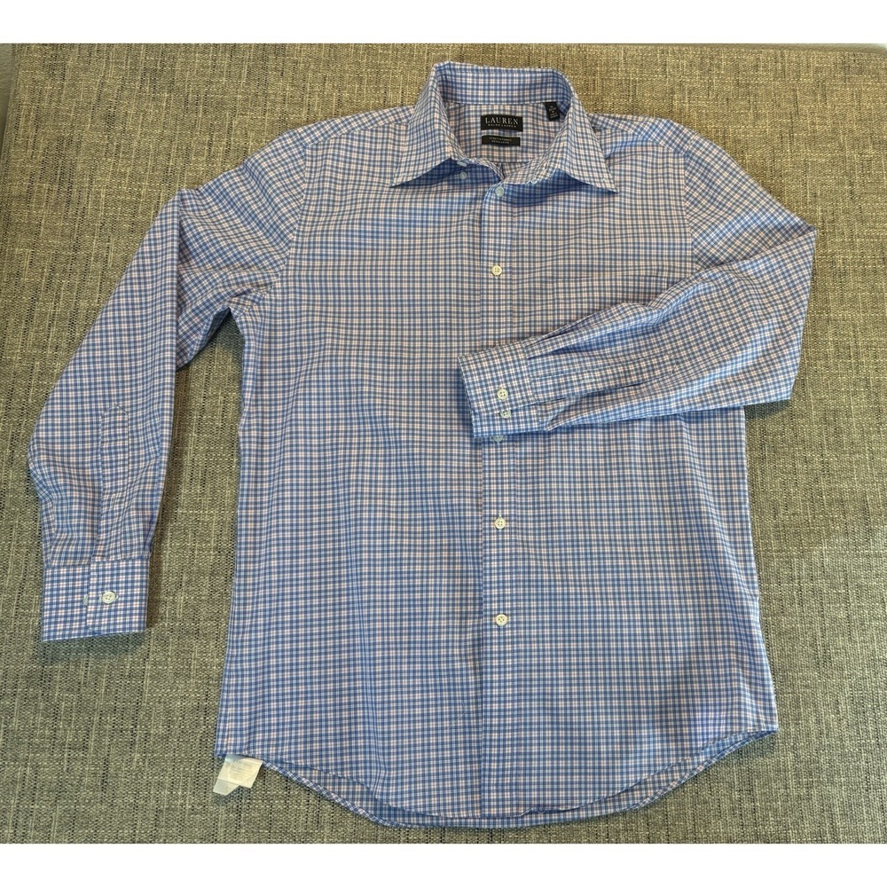 Lauren Ralph Lauren Dress Shirt Mens 15 (32/33) Med Reg Fit Stretch‎ Fabric